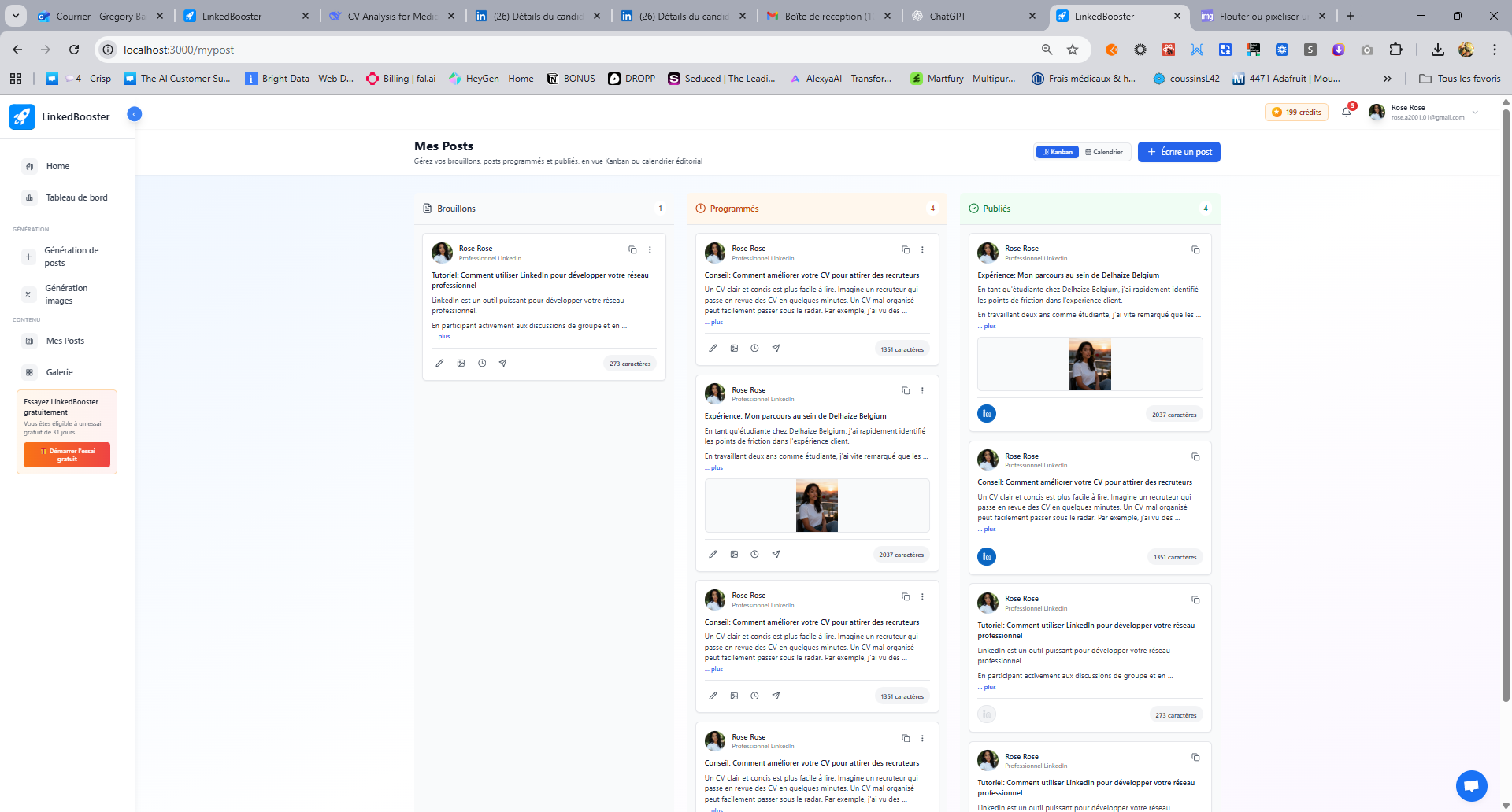 Calendrier éditorial LinkedBooster